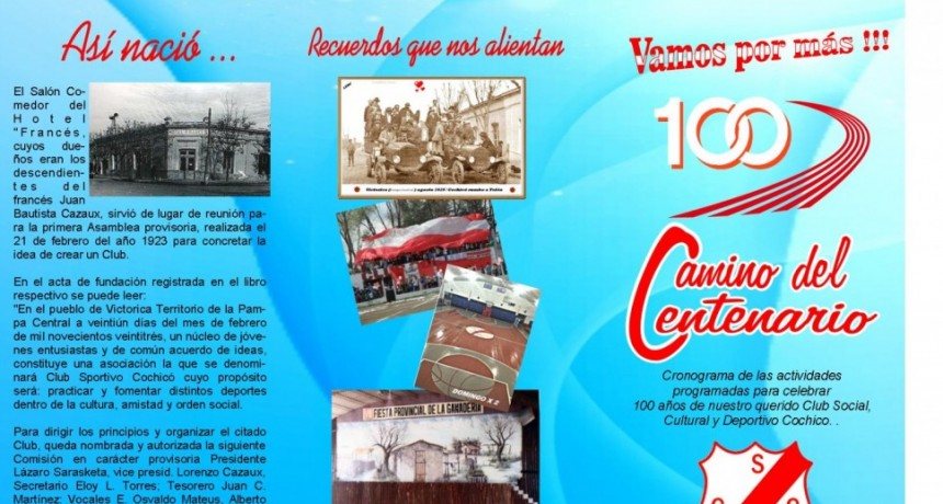 Actividades programadas para celebrar los 100 Años del Club Cochico.