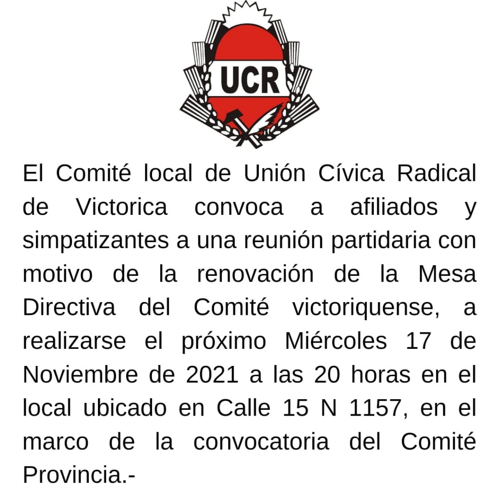 Comité Radical de Victorica llama a reunión